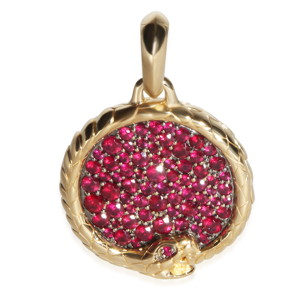 David Yurman Yellow Gold Ruby Ouroboros Amulet Pendant